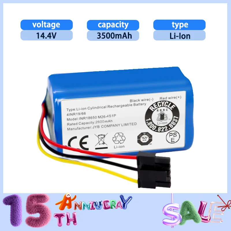 

14.4V 3500mAh (Model:MJSTL) Original/Upgraded 18650 Li-ion Rechargeable Battery for Xiaomi Mijia MI Robot Vacuum-Mop 2 Lite