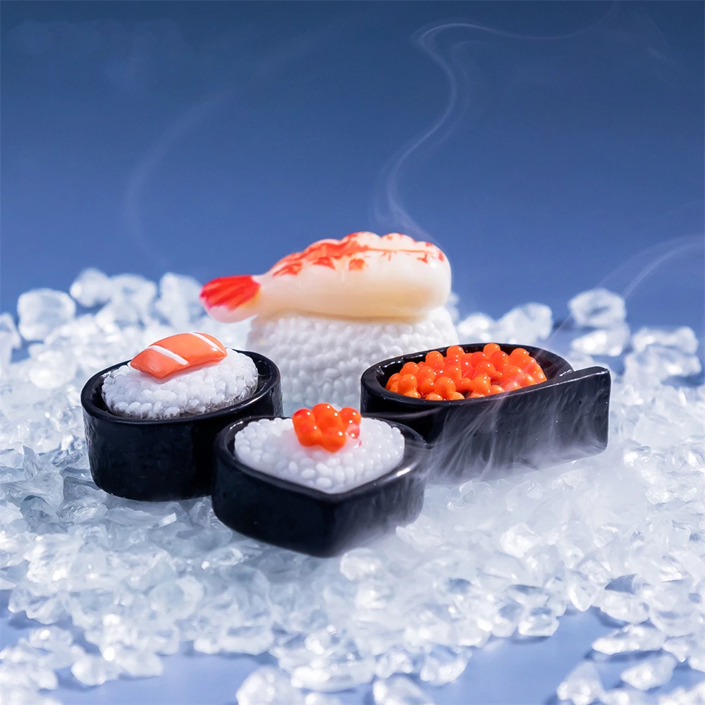 5 PCS Small Simulated Food Toy Sushi Salmon Miniatures & Figurines Crafts Resin Home Decor Room Ornaments DIY Decorations