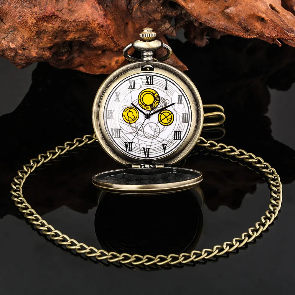 Reloj de bolsillo de bronce, negro y plateado para hombre, reloj colgante de cuarzo antiguo, relojes de esfera con números romanos para mujer, regalos de recuerdo clásicos