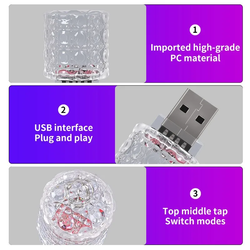 Picture 6: Car USB Ambient Lights LED Colorful Night Light Universal Car Interior Decoration Indoor Home Lamp Atmosphere MINI Light Bulb
