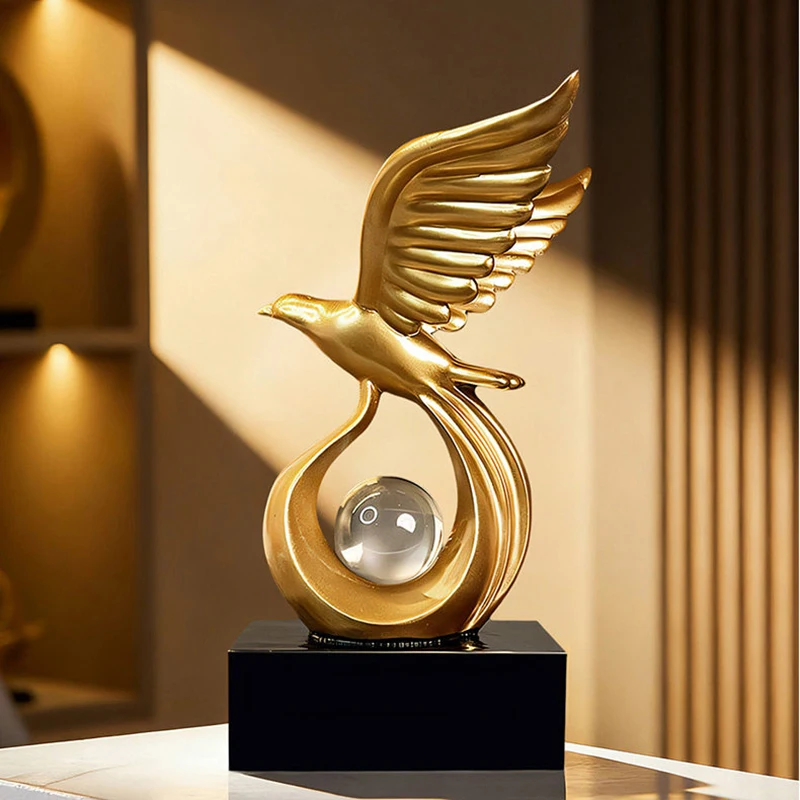 Luxury Abstract Art Flying Eagle Statuette Ornaments,Home Living Room Foyer,TV Cabinet,Wine Cabinets Figurine Decorations,Gifts