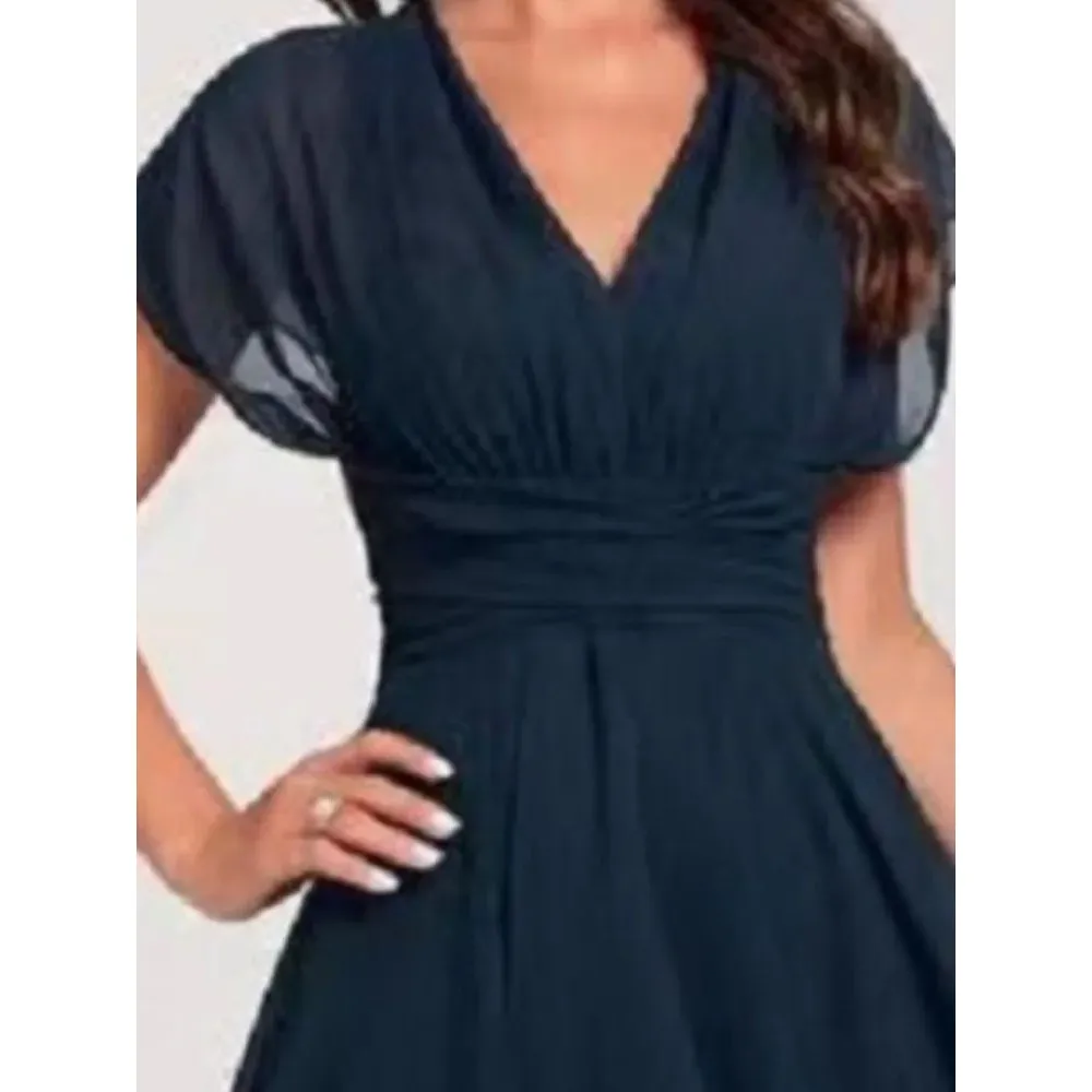 Vestidos de gasa con cuello en V y temperamento a la moda para mujer, vestidos es coloridos para mujer, adecuados para...
