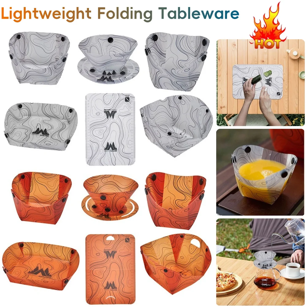 1/6PCS Outdoor Folding Tableware Lightweight Portable Tableware Multi-Purpose Space Saving Bowl Dinner Plate Coffee Filter