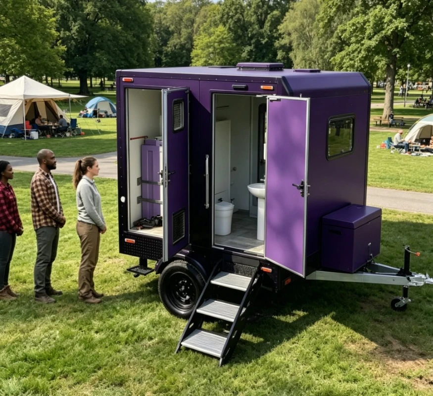 2 Stall Toilet Trailer Portable Restroom Commercial Grade for Parks  Resort Country Camping