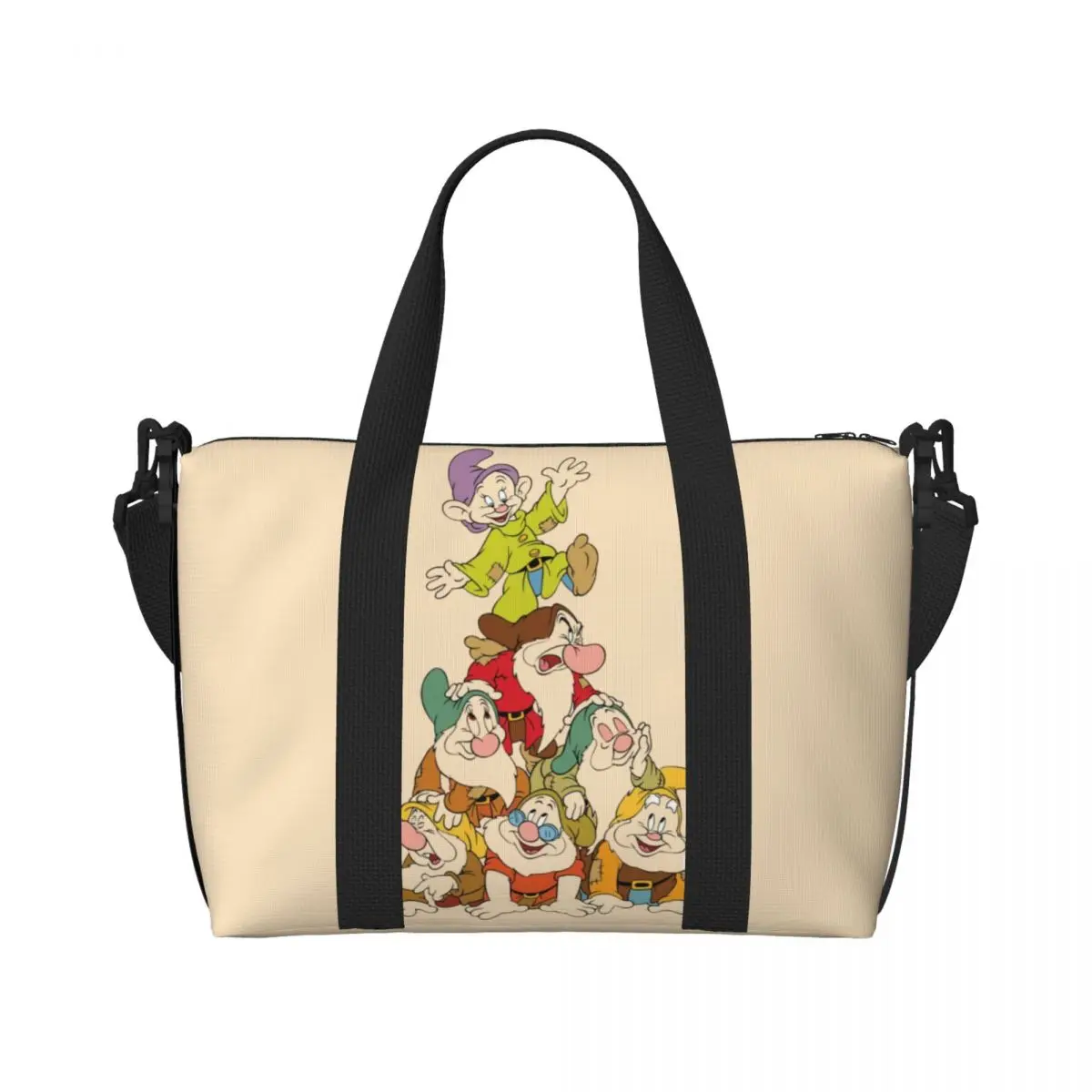 Custom Snow White And The Seven Dwarfs Grocery Tote Shopping Bag Women Big Capacity Beach Gym Travel Bags