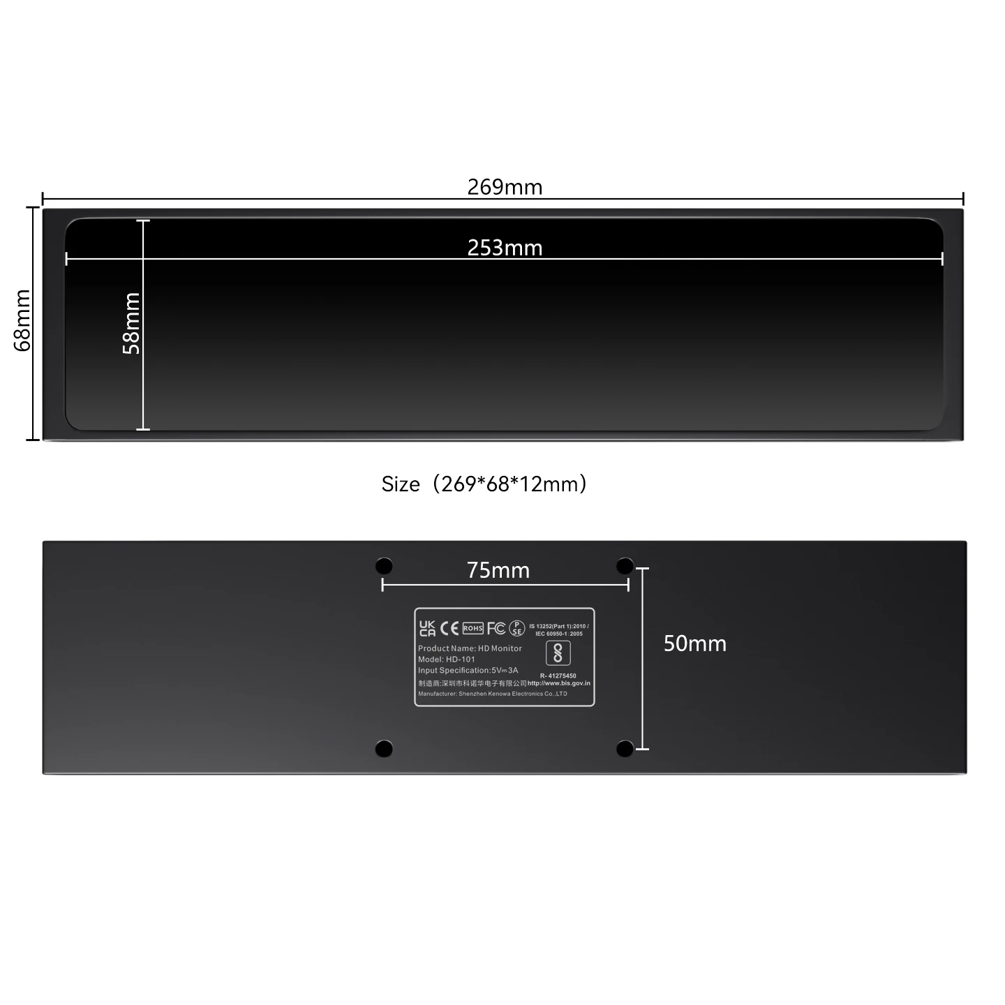 11.3 Inch Portable  Small Size IPS Display VESA Compatible HDMI/USBC Dual Connectivity for Laptop Use