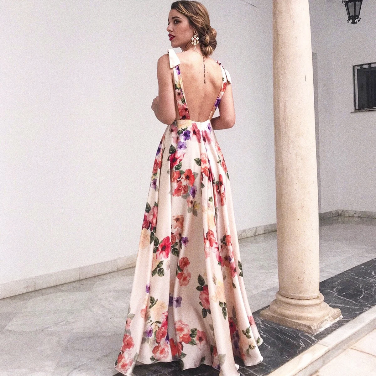 Abito lungo stile Boho Abito da vacanza al mare Abito maxi con stampa halter Abito estivo da donna