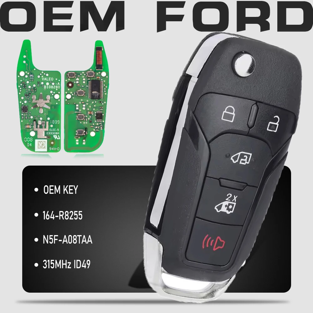 

Плата KEYECU OEM 164-R8255, N5F-A08TAA Дистанционный ключ 5 кнопок 315 МГц ID49 Чип-брелок для Ford Transit Connect 2020 2021 2022 2023