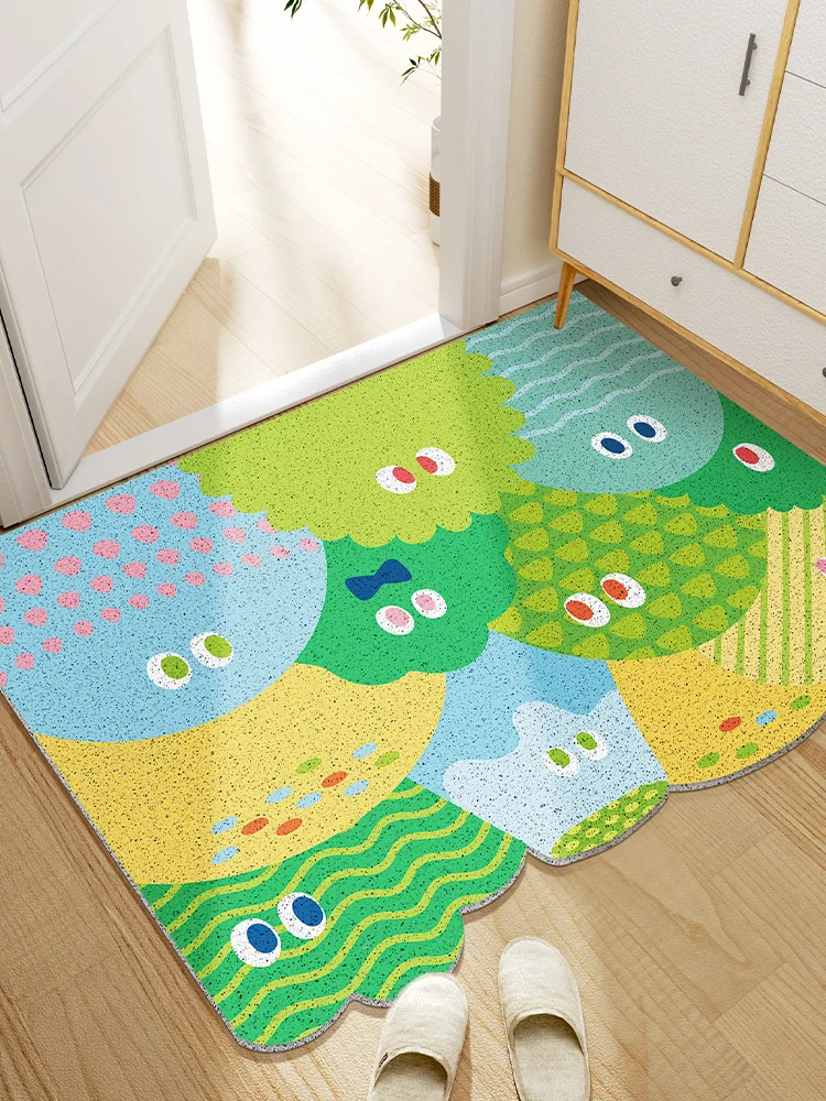 Non-slip Floor Mat Entrance Door Mat Fresh Outdoor Silk Ring Stepping Mat Outside The Door Can Be Cut Anti-Slip Wrinkle-Resistan