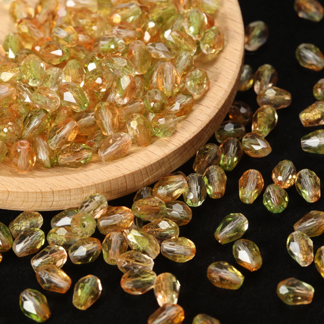 Faceted Teardrop Glass Beads 13 Colors Clear Waterdrop Crystal Beads Center Drilled Drop Spacer Beads for DIY Craft Jewelry