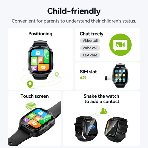 Imagen 2 del producto HOCO Y106 1,83ich LCD pantalla táctil niños reloj inteligente para niña/niño 4G tarjeta SIM LBS rastreador de ubicación 8W cámara llamada telefónica reloj