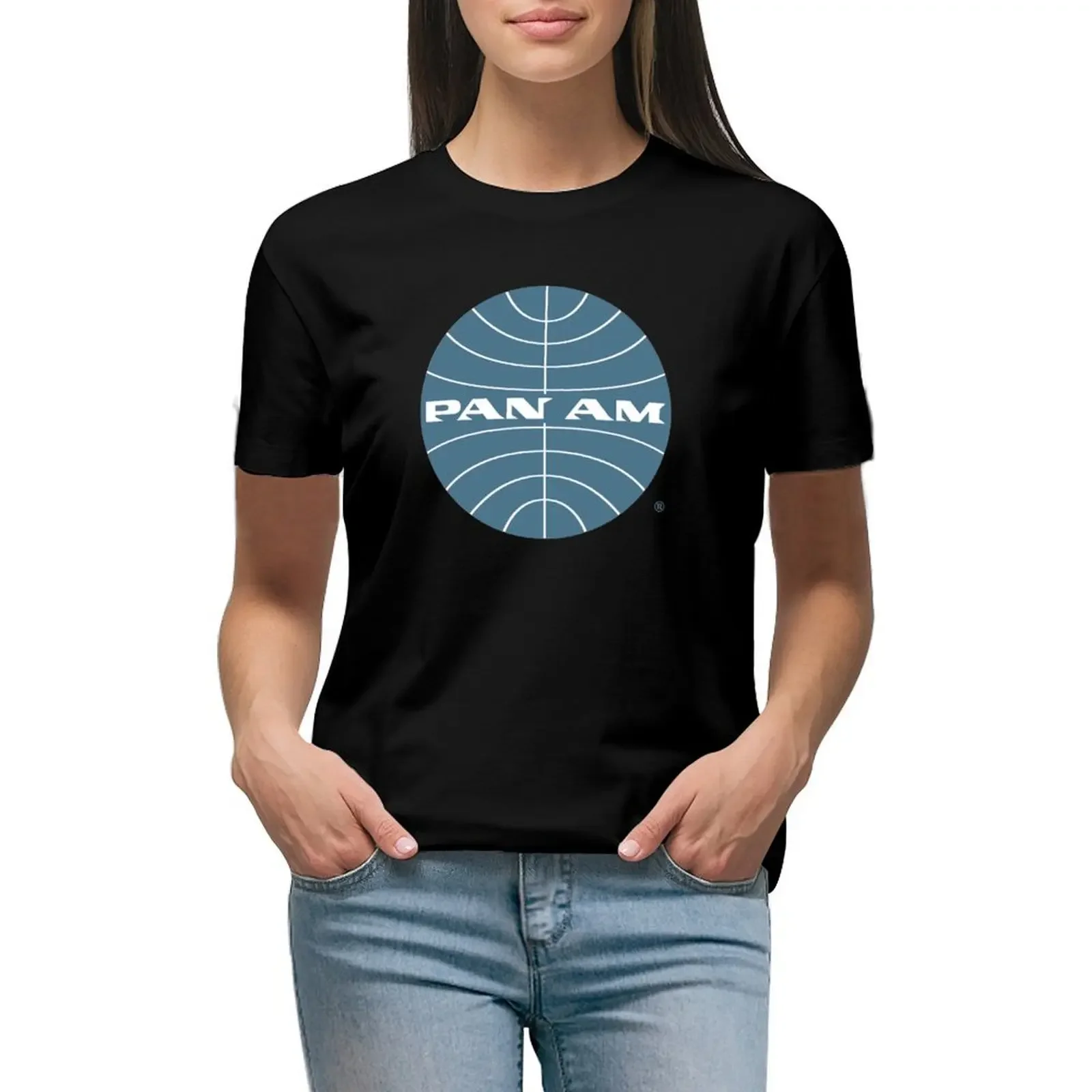 

Pan Am Early 1950s Globe Thin Frame Inverted T-Shirt anime clothes vintage clothes quick-drying designer clothes Women luxury