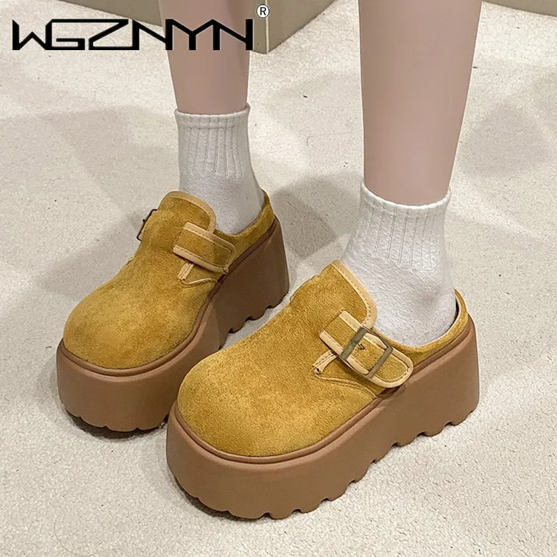 2025 النساء عالية منصة النعال 8 سنتيمتر أسافين بلينغ أحذية امرأة خارج الجلود أحذية رياضية مكتنزة غير رسمية الصيف تنفس النعال #4