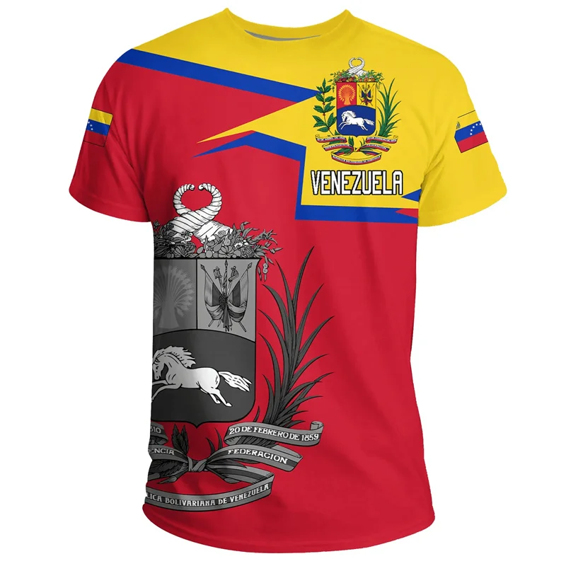 3D Printed Venezuela Flag T-shirt For Men Short Sleeve Oversize Venezuela Bandeira Tee Tops Round Neck Casual Streetwear Jersey