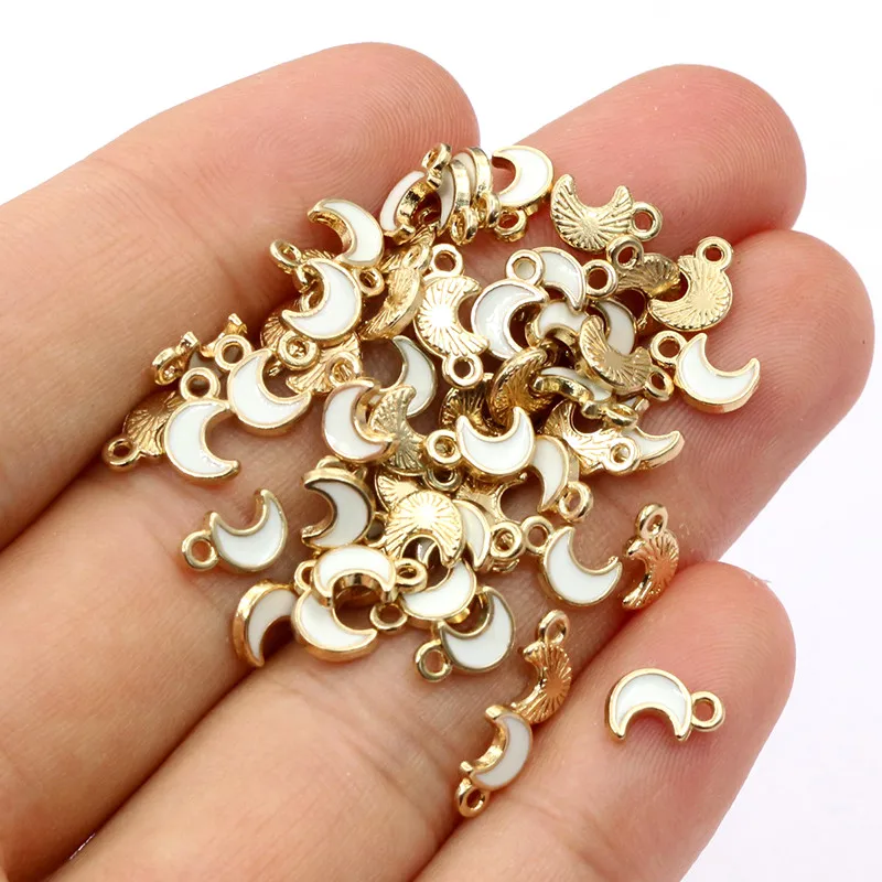 100Pcs 8x5mm Small Alloy Moon Charms Pendants Multi Colors For DIY Bracelet Necklaces Jewelry Making Accessories