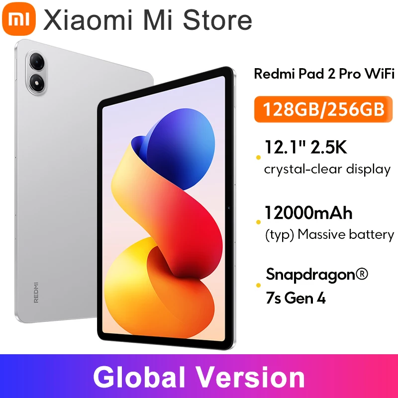 Глобальная версия Xiaomi Redmi Pad 2 Pro, 12000 мАч, 33 Вт, быстрая зарядка, 12,1 дюйма, 2,5 К, кристально-прозрачный дисплей Snapdragon 7s Gen 4