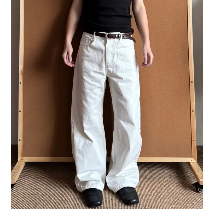 Men's New Summer American Style Straight Leg Wide Leg Solid Color Simple Folding Male Casual Trousers