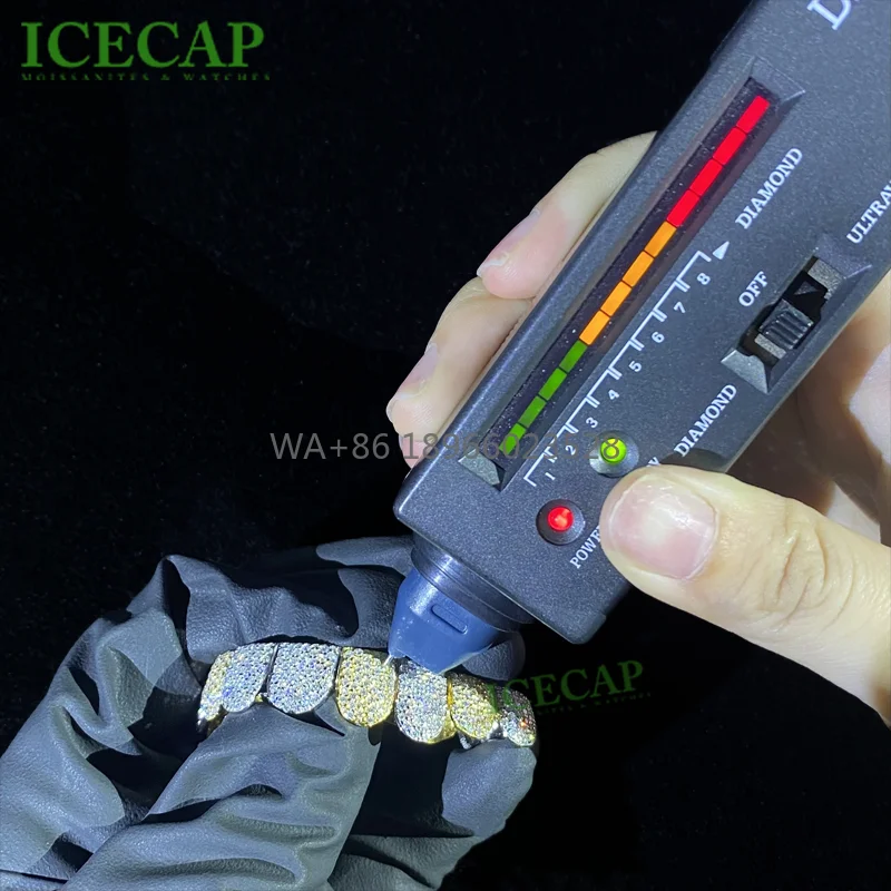10Top 925 Silver VVS Moissanite Iced Two Tone Gold Hiphop Teeth Diamond Grillz Fine Jewelry for Men