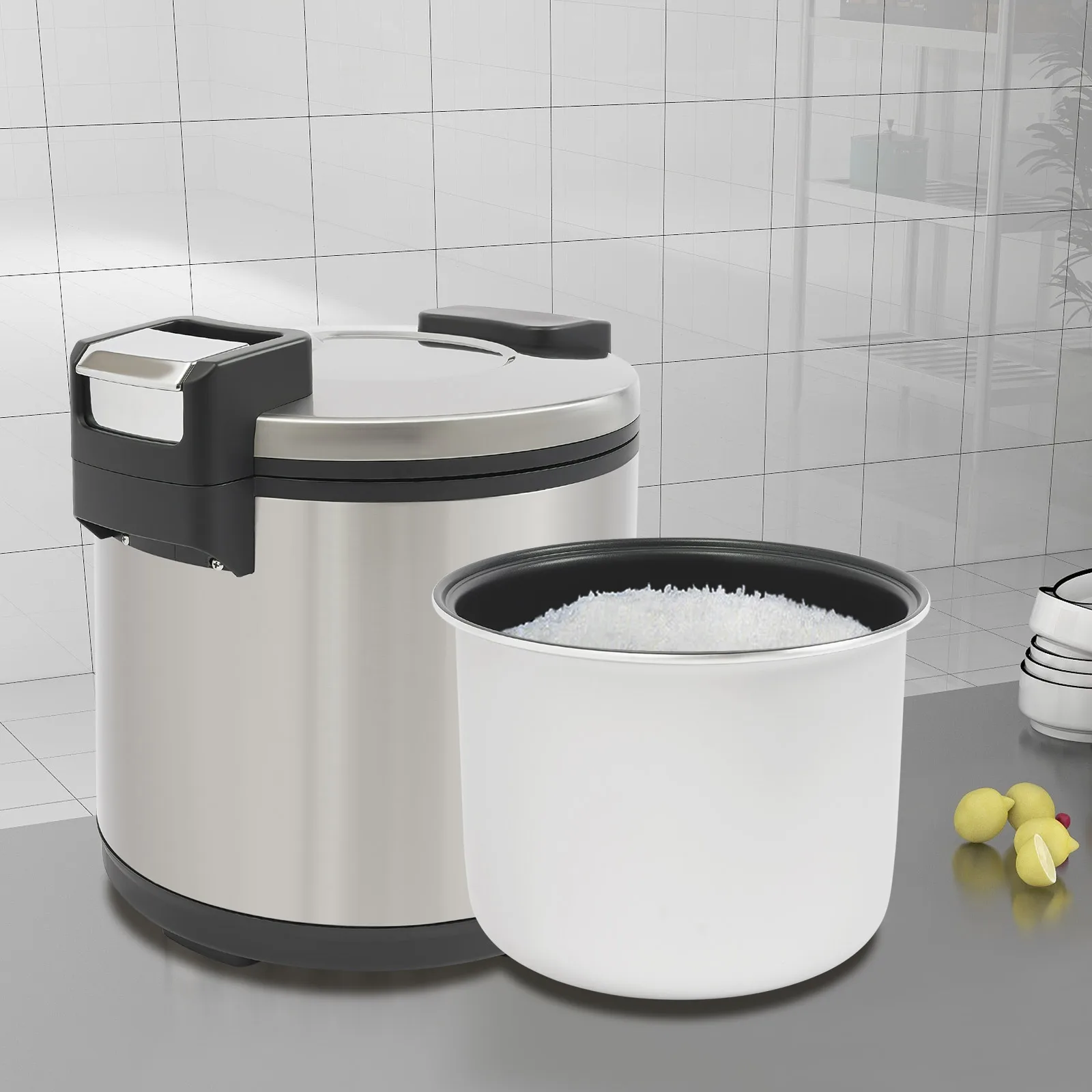 Pemanas Nasi Komersial 110W 110V, Penanak Nasi Isolasi, Pemanas Nasi Listrik 19L untuk Restoran, Natal, Pesta