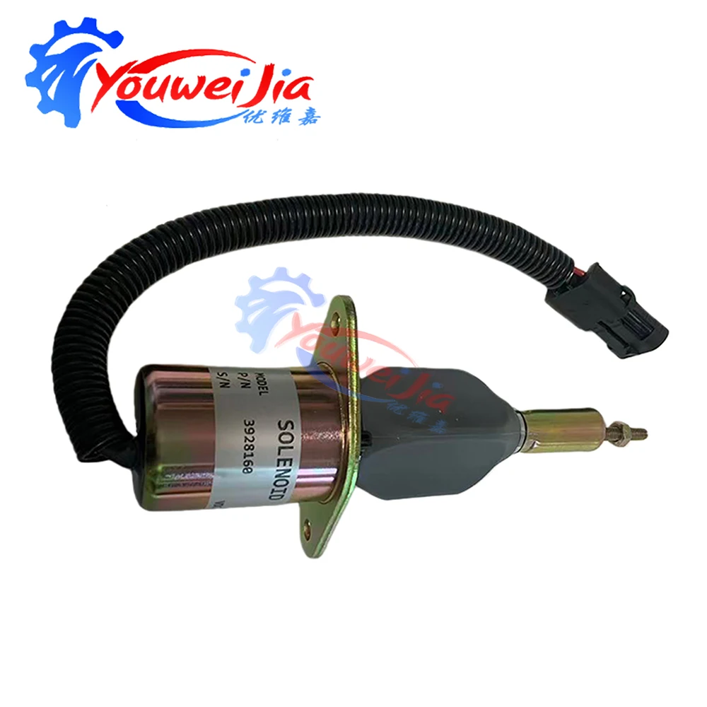 Válvula Solenoide de Corte de Combustible 12V/24V 3928160 Compatible con Motor Komatsu 6CT-8.3 para Aplicaciones Industriales