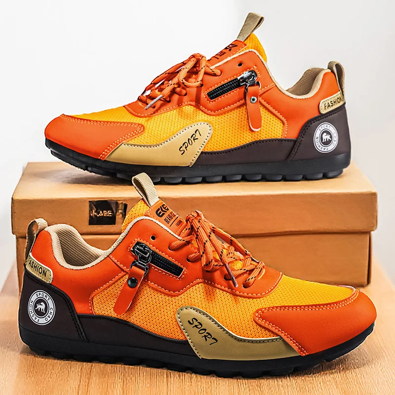 

2026 Spring Man Casual Sneakers Ankle Boots For Men Non Slip Work Mens Shoe Short Boots Loafers Lace Up Zapatillas Hombre