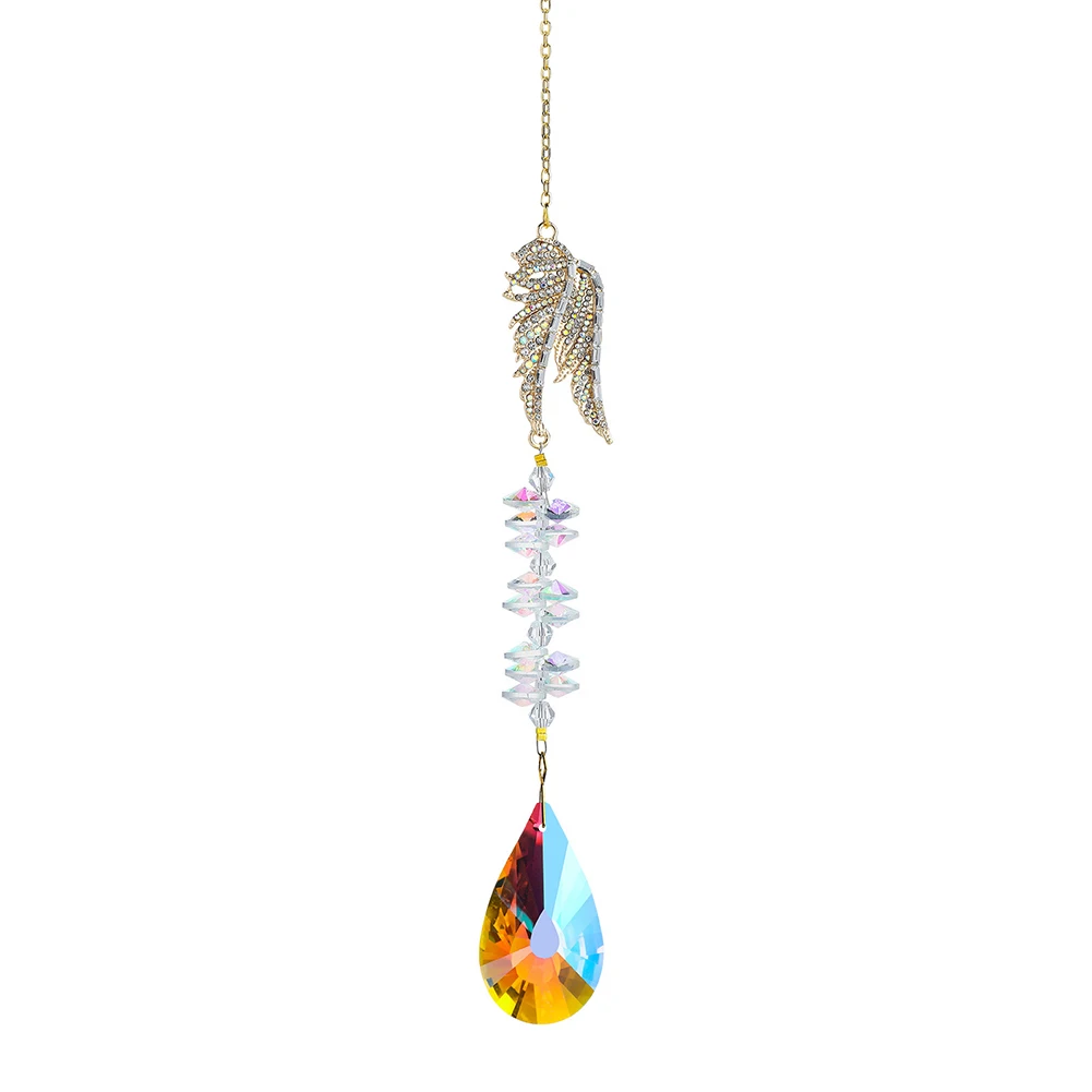 Sun Catching Gemstone Suncatchers Set of 3 with Angel Wing Cross Butterfly and Floral Accents for Interior Exterior Use