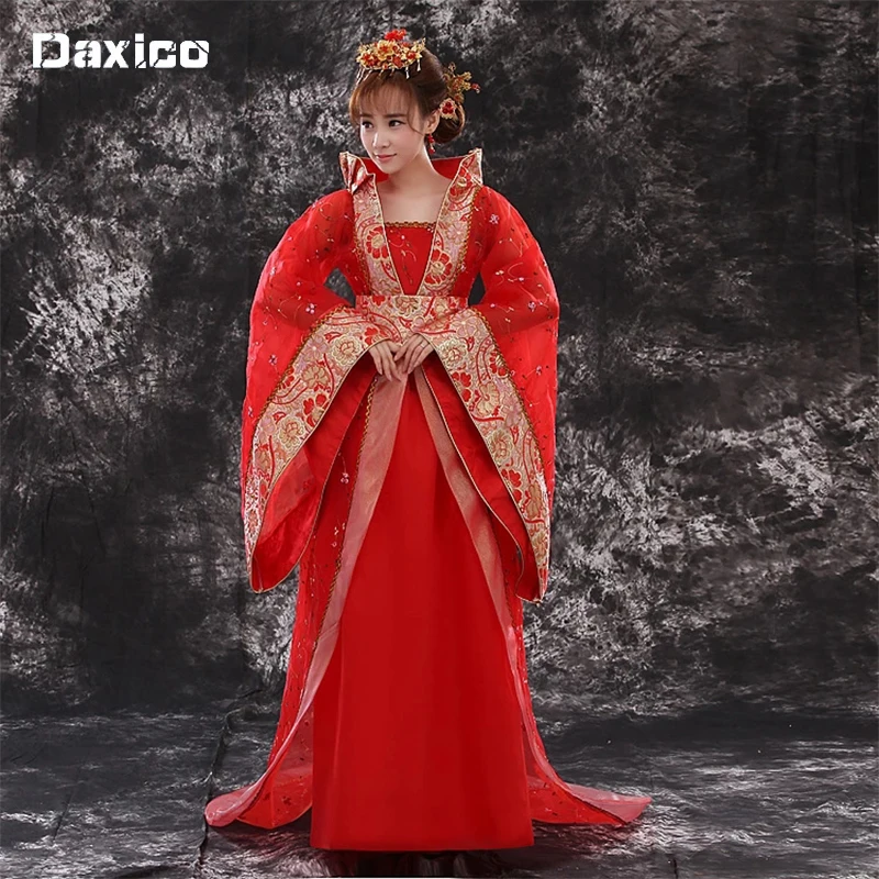 Women Hanfu Costume Lady  Imperial Princess Dress Chinese Trailing Fairy Outfit Folk Dance Dress Ancient Tang Dynasty Clothing