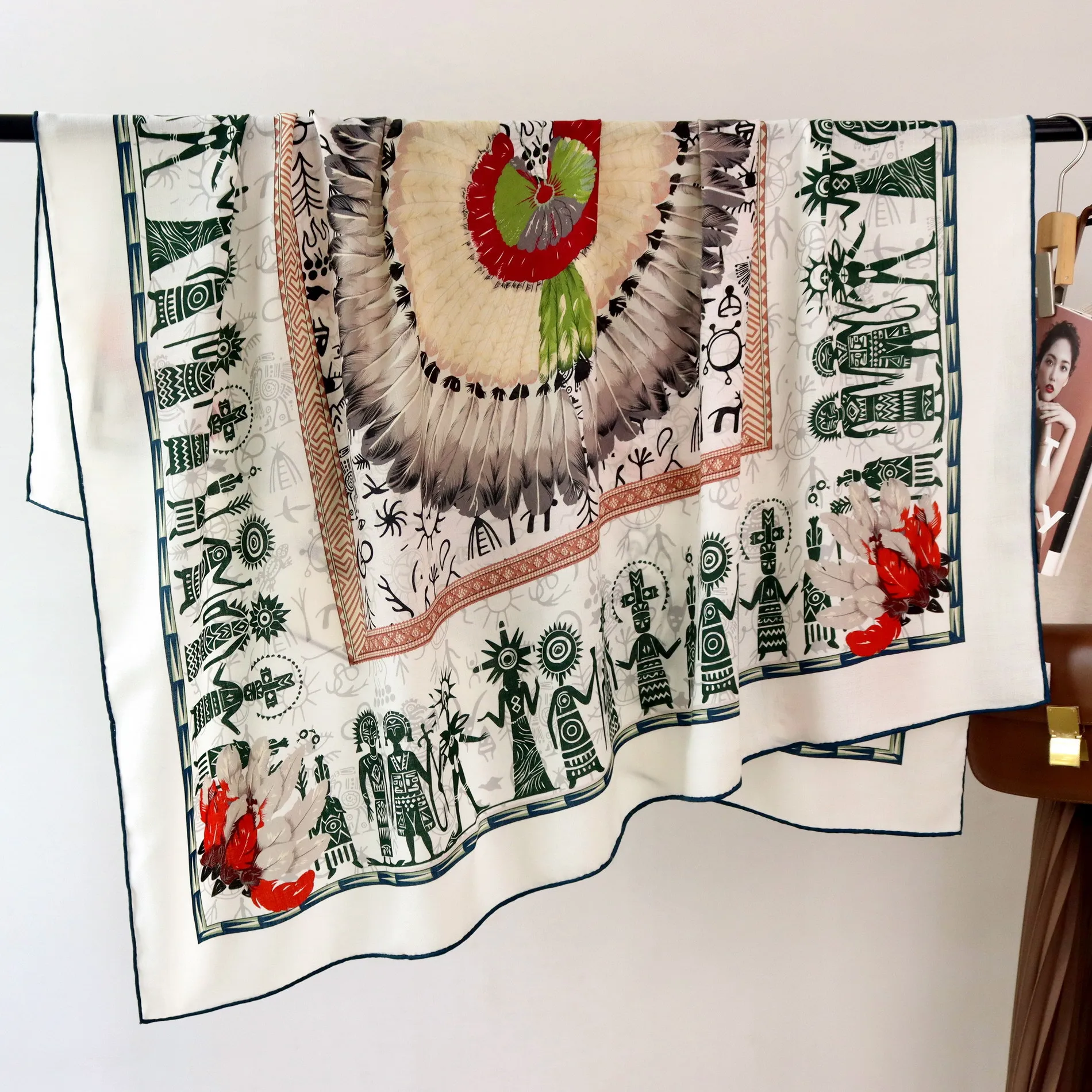 

Winter Large Shawls Hand-rolled Edge Scarves Square Bandanas Silk Wool Shawls Lover Christmas Gift