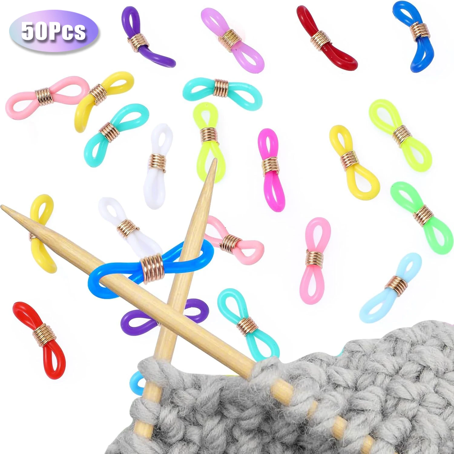 

50 PCS Knitting Needle Stoppers Knitting Needle Hugger Needle Minder Knitting Tools Stitch Stoppers for Knitting Needles