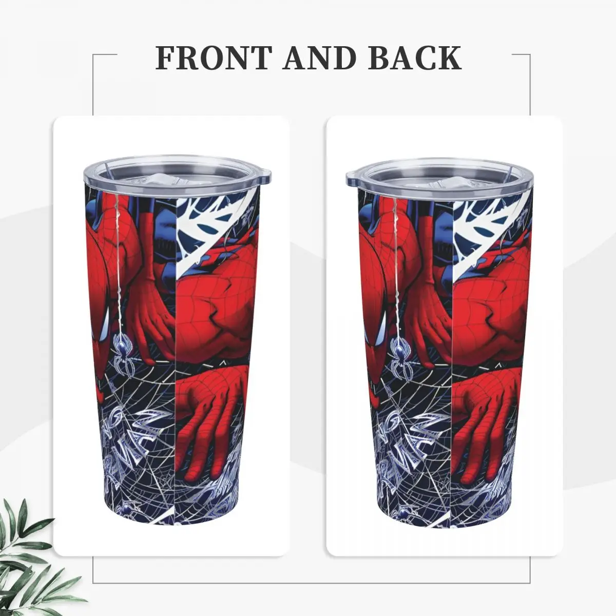 Spider-Man Superhero Insulated Tumbler with Straws Lid Stainless Steel Thermal Mug Double Wall Thermos Bottle Cups 20oz