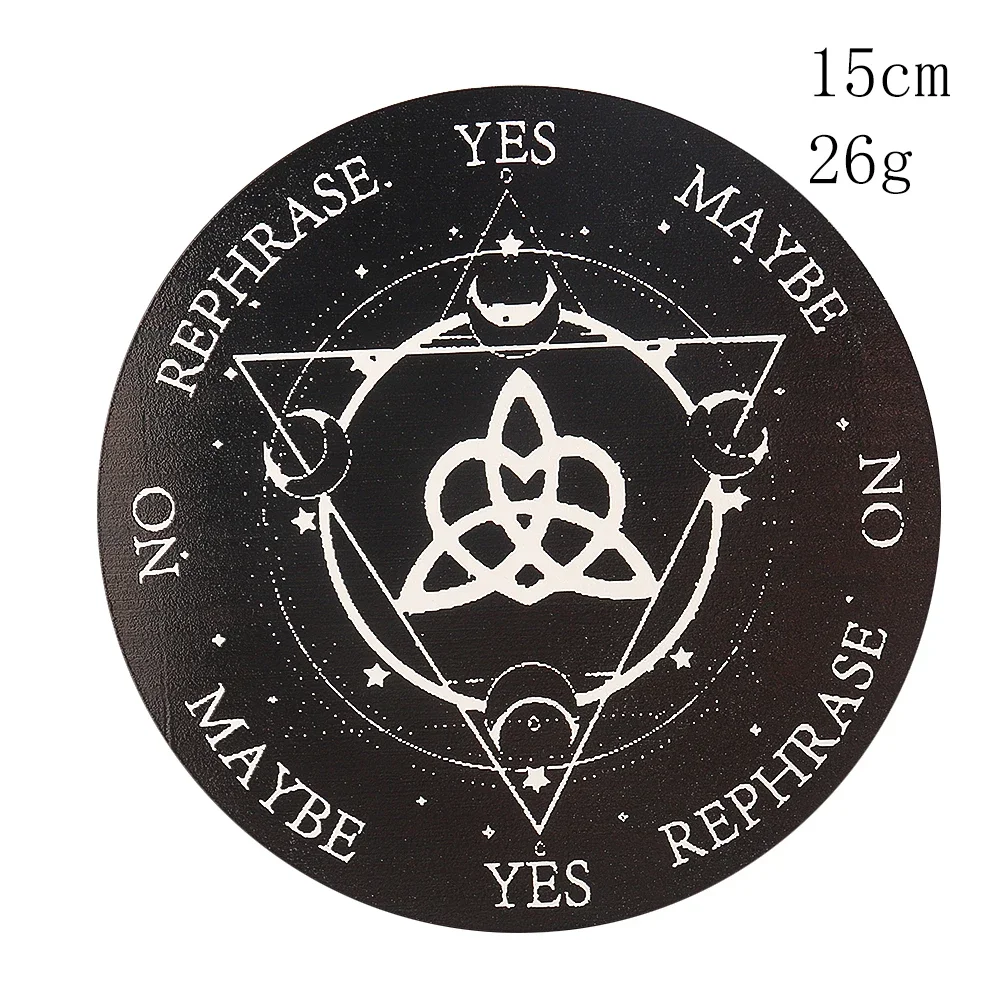 5.91in Wooden Pendulum Board Black White Stars Sun Moon Moth Devil Cat for Divination Message Board Metaphysical Meditation
