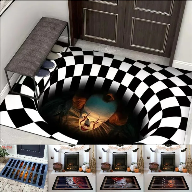 

Хэллоуин 3D ужас крышка люка клоун ловушка Vision коврик Нескользящий декоративный напольный коврик для дома и улицы страшный декор на Хэллоуин