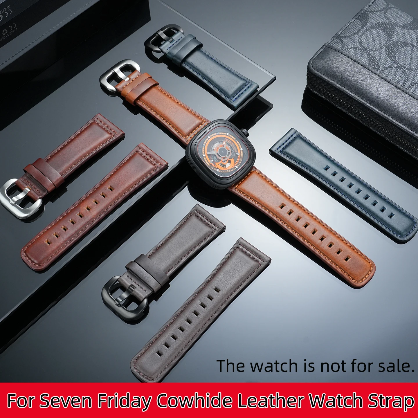 Men's Large-sized Cowhide Watch Strap For Seven Friday T3/03 M2/02 Vintage Cowhide Watch Band 26MM 28MM Pull-up Leather Strap