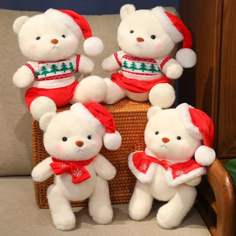 Cute Christmas Bear Plush Toy Joints are Movable Christmas Day Home Decoration Kid Toy Christmas Gift for Boy Girl