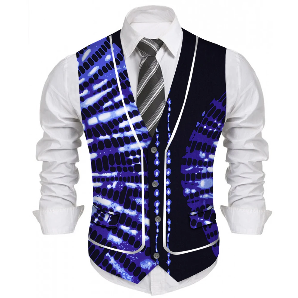 Mens African Clothing Bazin Riche Print Top Vest African Slim Fit Business Wedding Blazer Vest Wyn1208