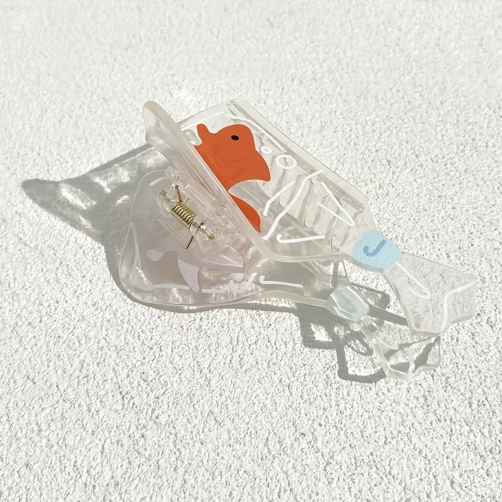 تصميم صغير متخصص لطيف خزان الأسماك كليب ذهبية واضحة وشفافة خلات مشبك شعر Ins الراقية المرأة نصف مربوط مشبك شعر