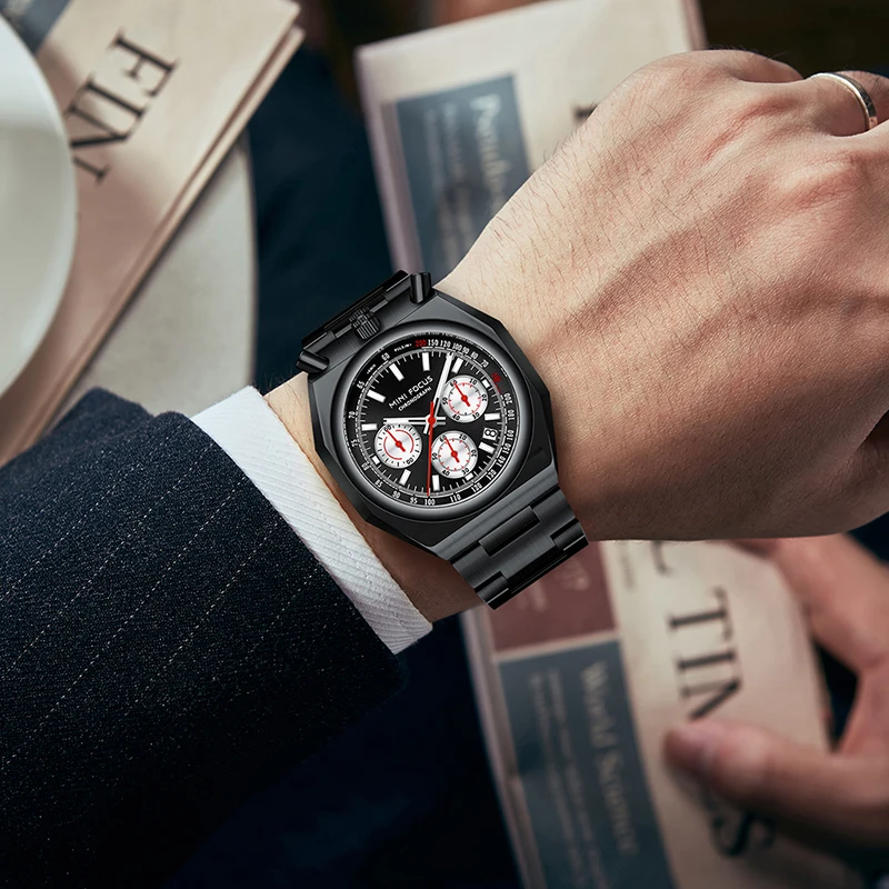 

Luxury Silver Creative Men's Watch Waterproof Stainless Steel Chronograph Quartz Business Male Watch MINI FOCUS 0601