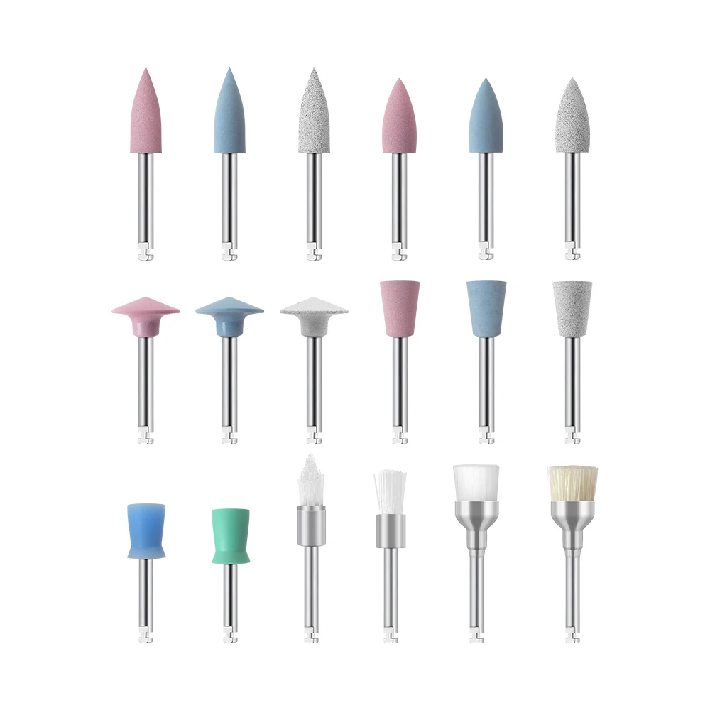 JINGT Premium Conjunto De Polidor Dental, Alta Eficiência De Polimento, Compatível Com A Maior Redução Handpiece(12/10pcs, Rosa/Cinza/Azul)