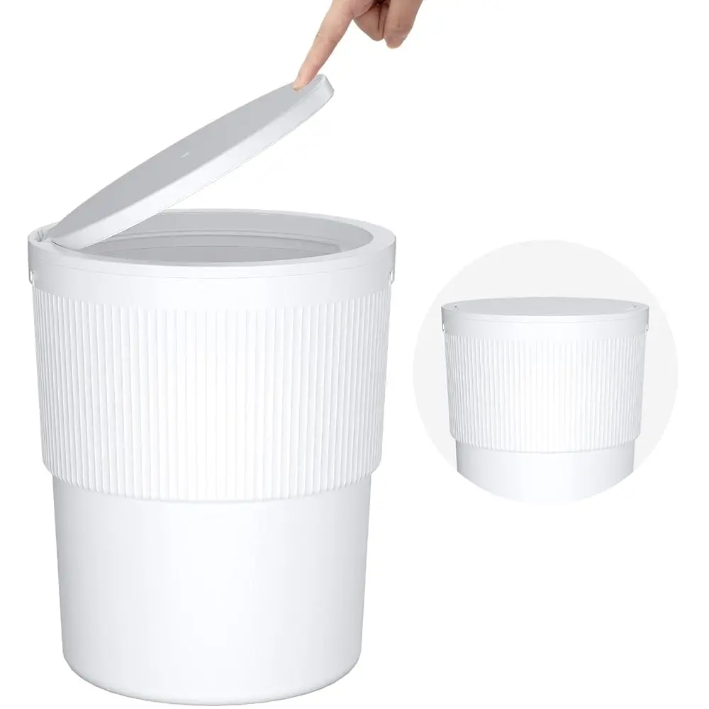 

Мусорное ведро с откидной крышкой, 2,6 галлона, маленькое скрытое мусорное ведро с декоративным искусственным растением, пластиковая корзина для мусора, защищенная от собак, для дома