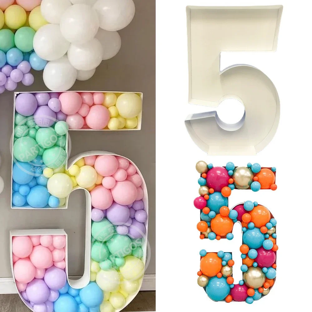 

73cm Blank Giant Number 1 2 3 4 5 Balloon Filling Box Mosaic Frame Balloons Stand Kids Adults Birthday Anniversary Party Decor