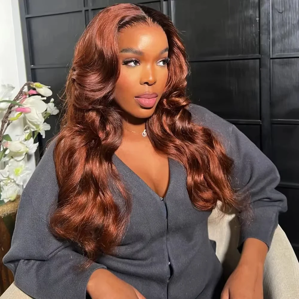 

13x4 Reddish Brown Body Wave Lace Frontal Human Hair Wig 13x6 Hd Lace Frontal Wigs Human Hair Wigs Pre Plucked 5x5 Closure Wig