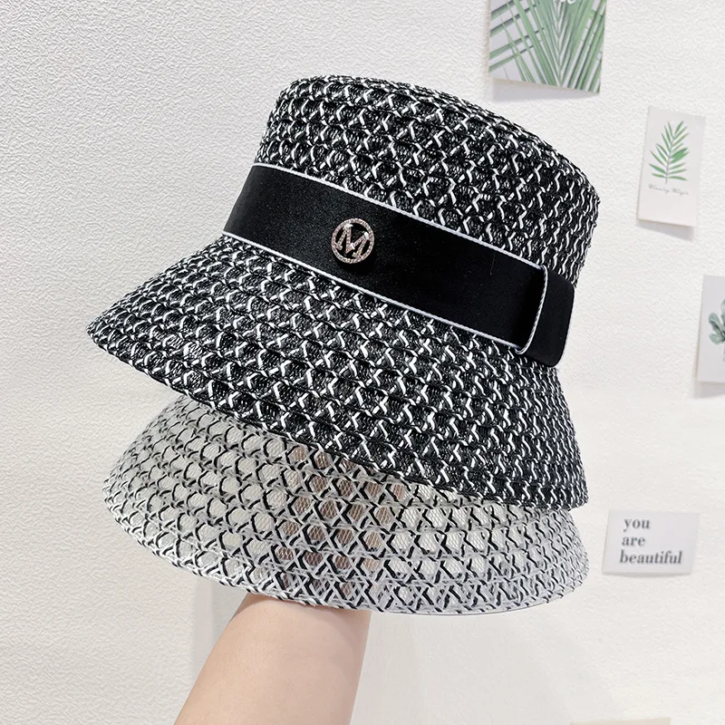 New Summer Bucket Hats Cap For Women Fashion Hollowout Spring Fisherman Hat With Blet M Female Outdoor Suncreen Beach Hat Gift