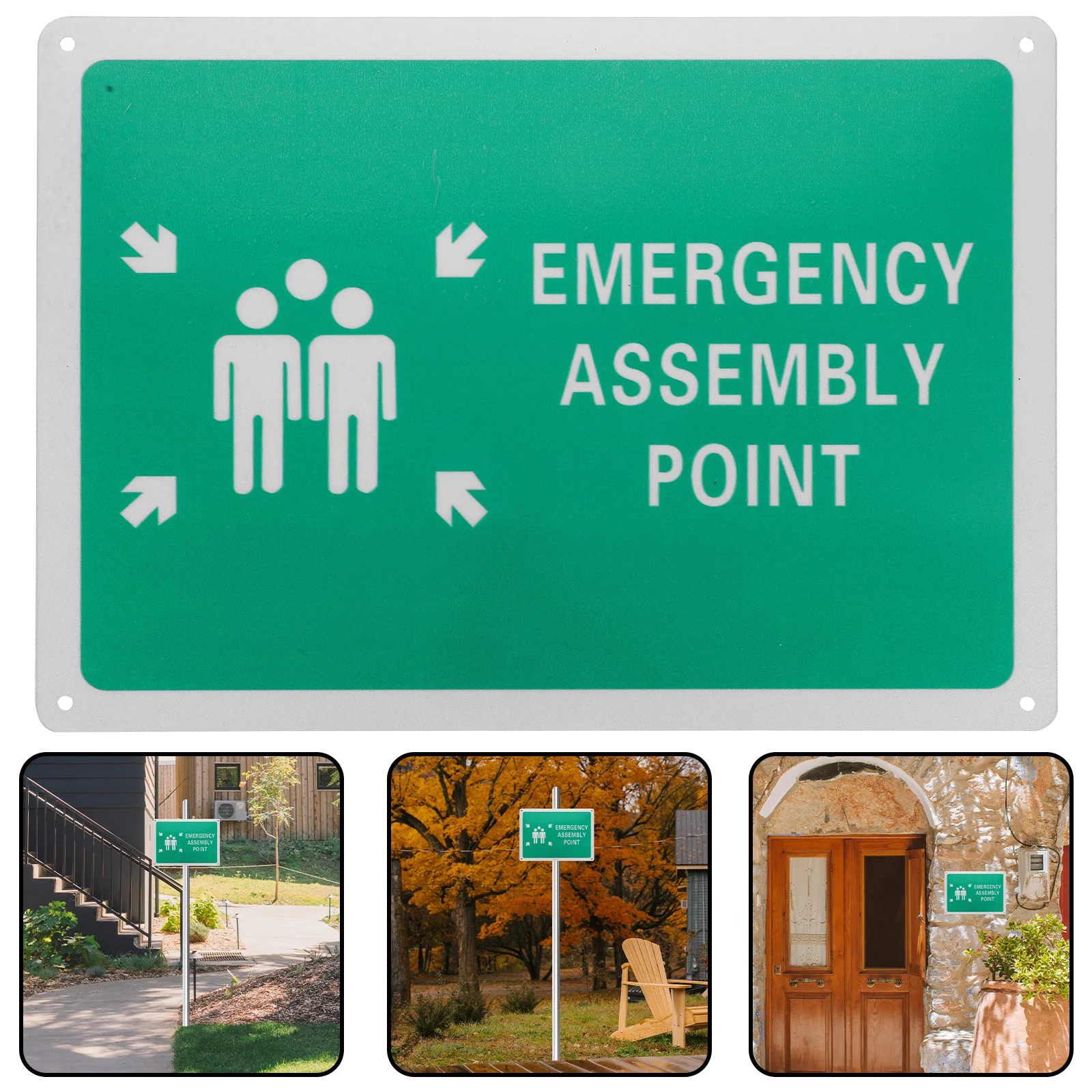 Emergency Assembly Point Sign Aluminum Fire Safety Sign For Factory School Mall Public Area Weather-Resistant Warning Label
