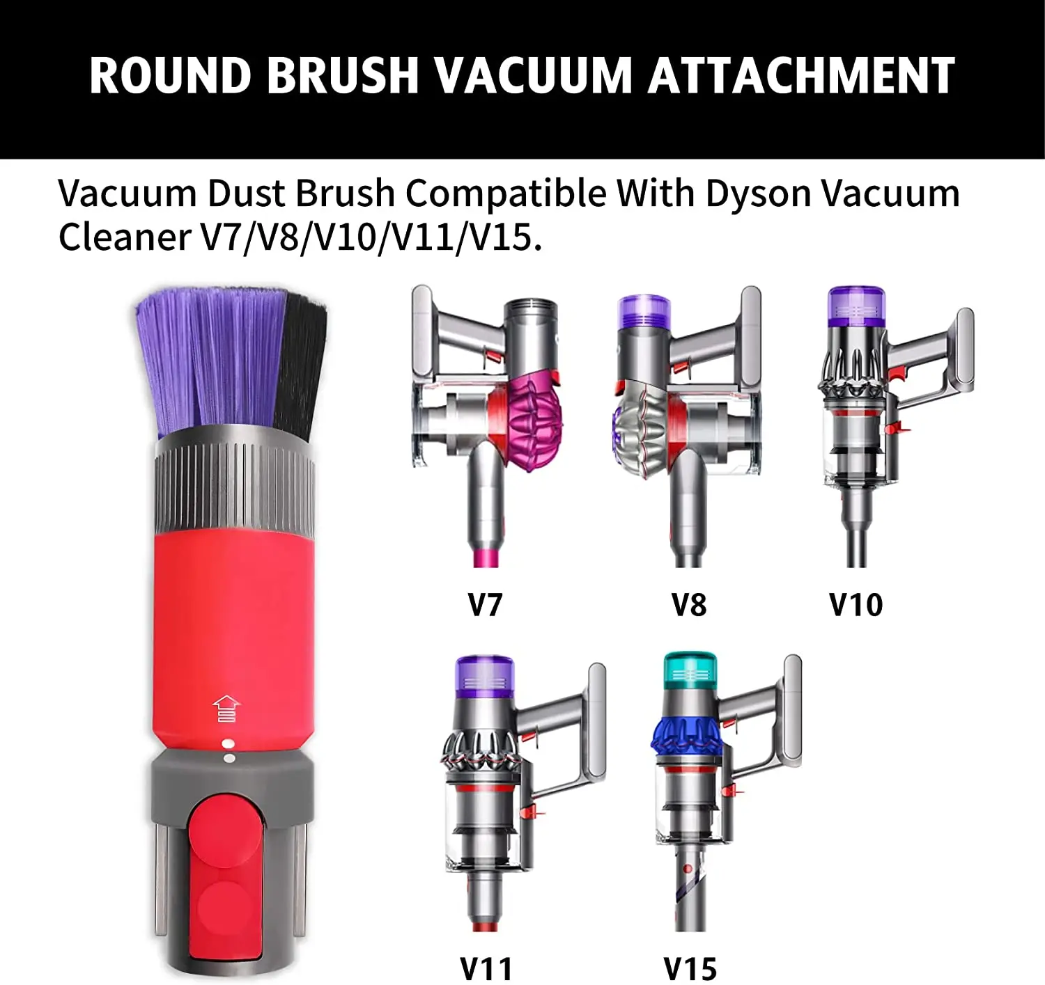 Scratch-Free Dusting Brush Hose for Dyson V7 V8 V10 V11 V15 Traceless Soft Dust Brush Attachment with Self Cleaning Design