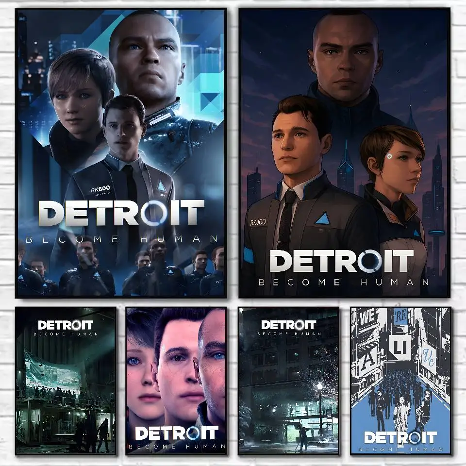 Juego D-Detroit Become Human Poster HD decoración del hogar pared adhesiva impermeable hogar sala de estar Bar decoración estética