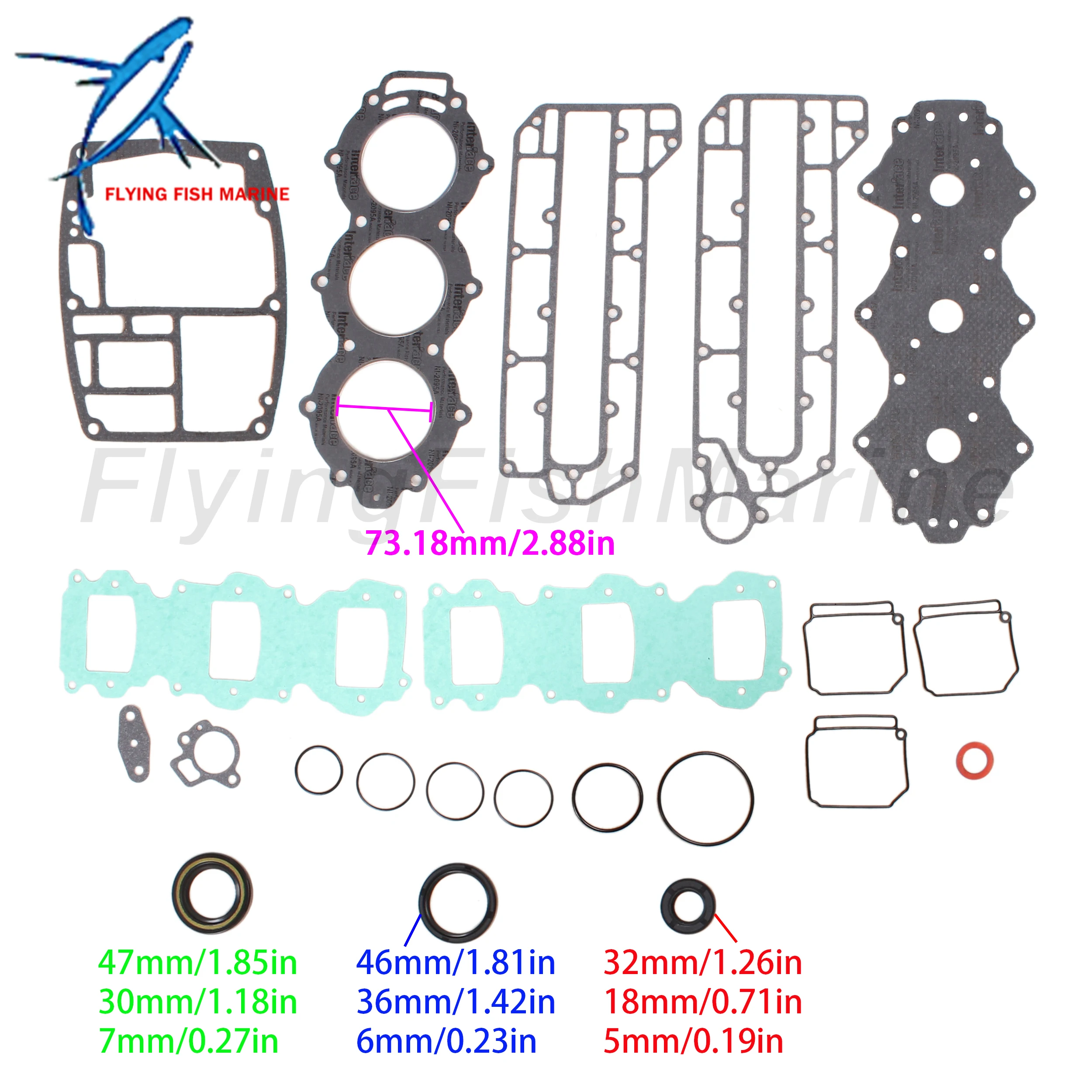 Outboard Motor 6H3-W0001-02 18-99176 Power Head Gasket Kits for Yamaha WSM 500-330 60HP 70HP 3 Cyl