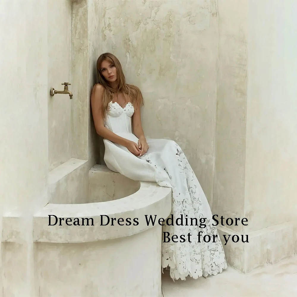 DREAM Customized Elegant Long Wedding Dresses Sweetheart Backless Floor-Length A-Line Brides Dress Women Vestidos De Novias