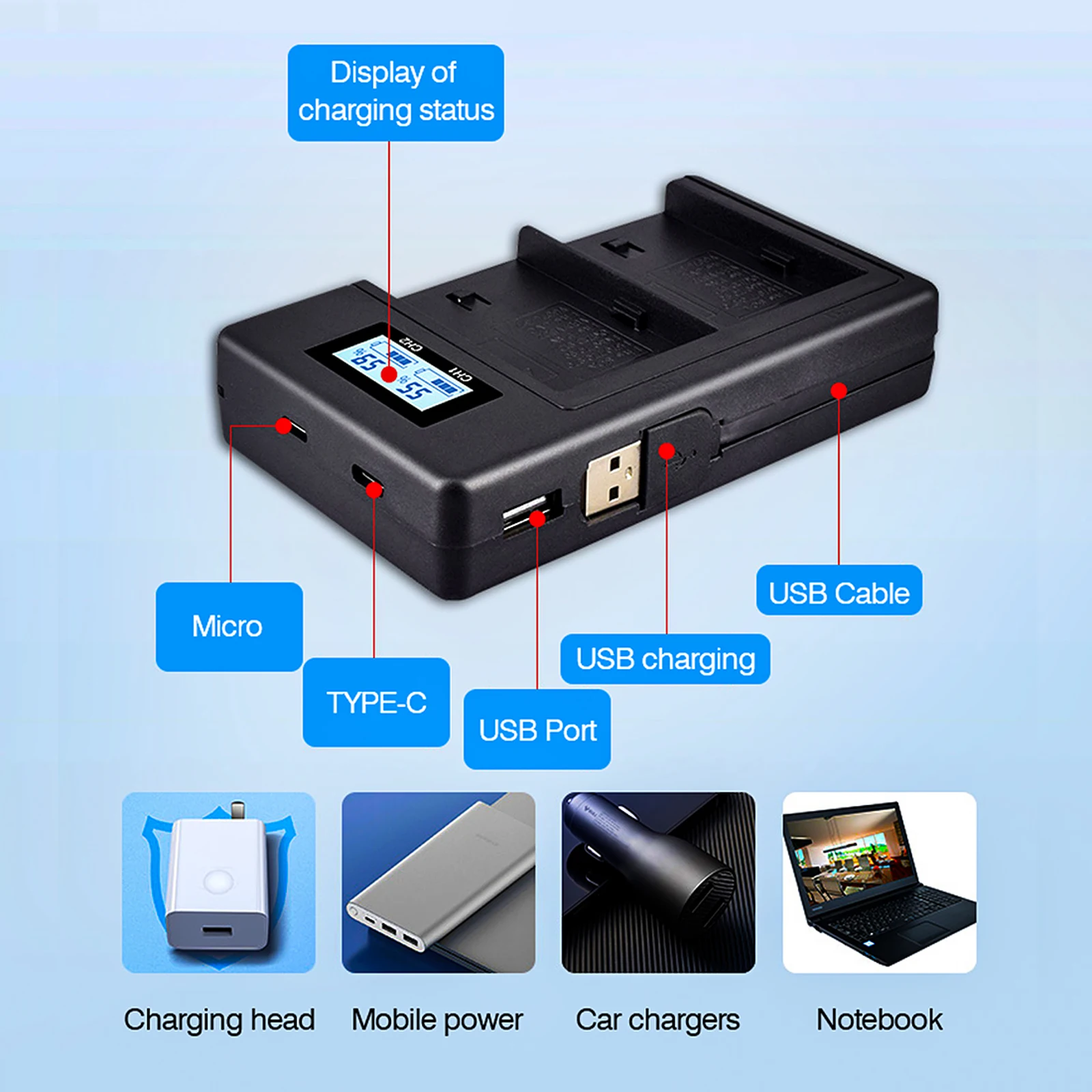 1-4szt 5200mAh NP F750 NP F770 NP-F750 Akumulator Akku + ładowarka LCD USB do Sony NP F970 F960 F550 F570 QM91D CCD-RV100 TRU47E