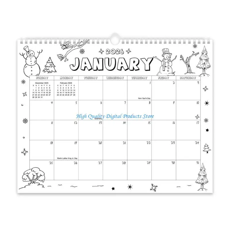

U2JE 2026 Twin Coil Binding Wall Calendar Planner from Jan 2026 to Jun 2027 for Home
