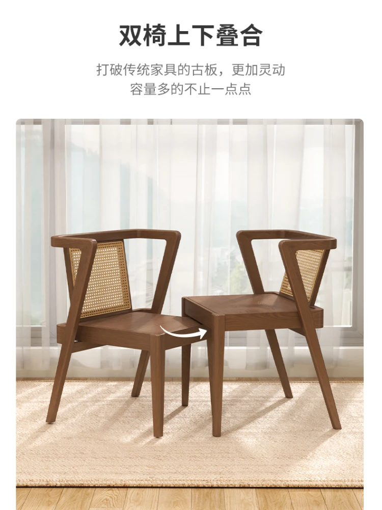 Chair Three-Piece Combination Leisure Rattan Chair Solid Wood a Table and Two Chairs Simple Reading Tea Table and Chair